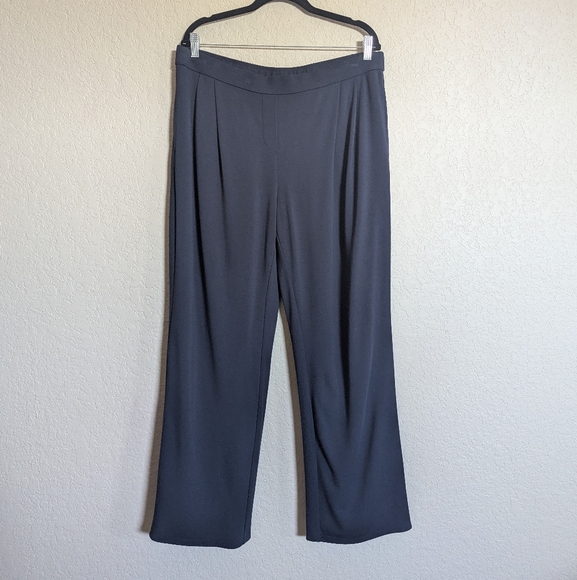 J Jill Wearever Size Petite Large Ponty Knit Pullon St Leg Pants Navy Blue Elast - Picture 1 of 10